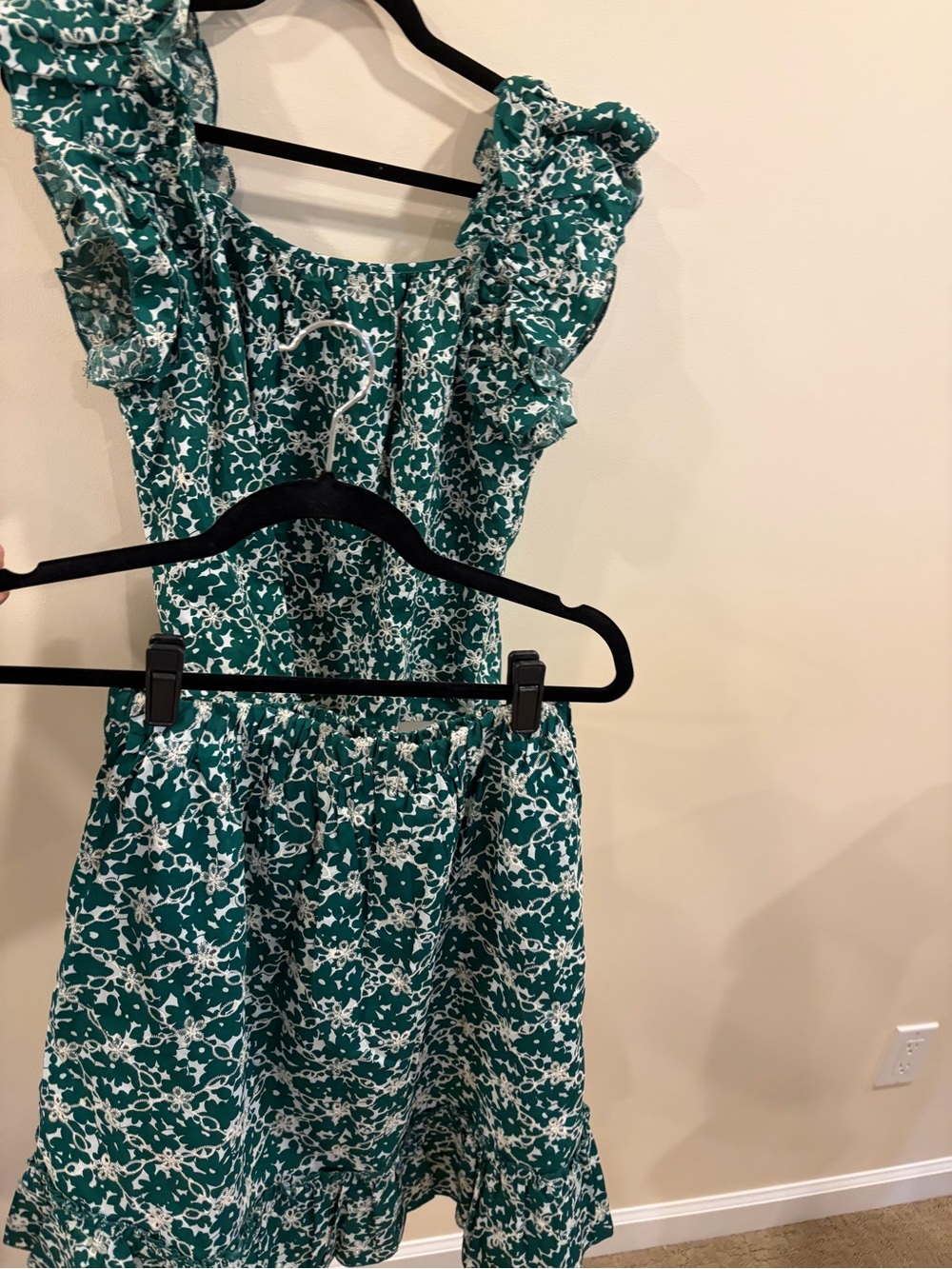 Luna Moon Green Floral Ruffle Set Size L